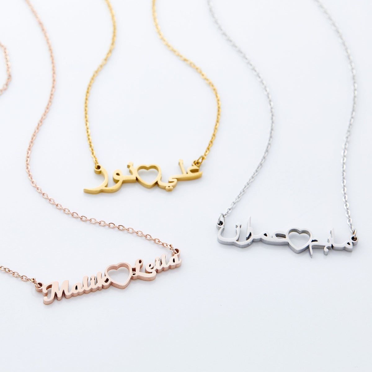 Custom Heart Arabic Name Necklace