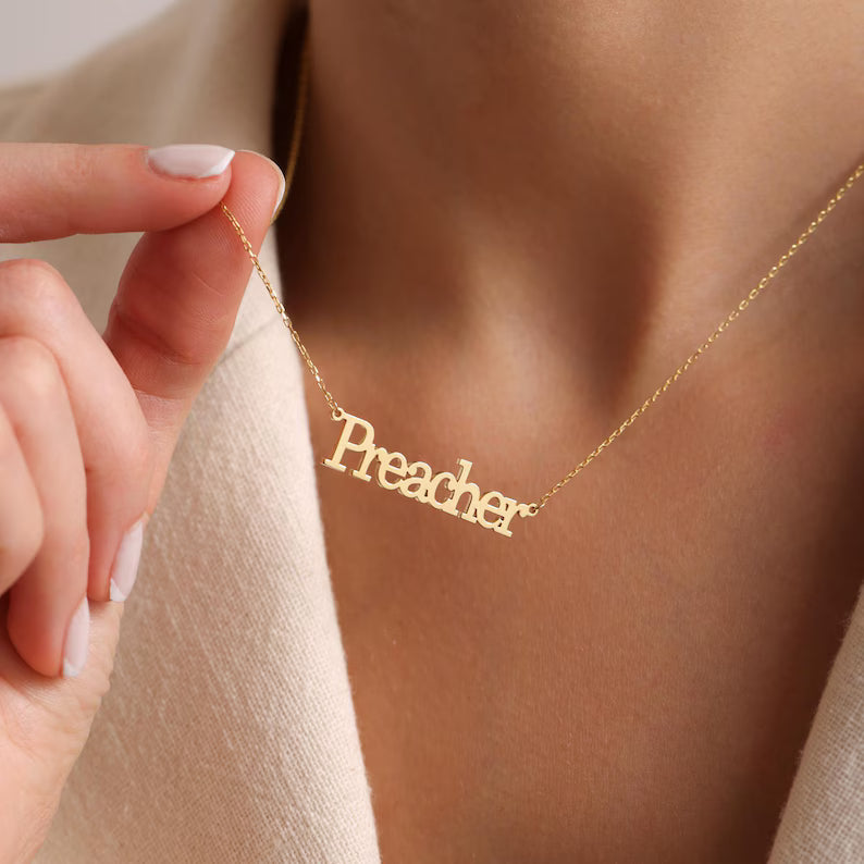 Personalized Name Necklace, 18K Gold Plated