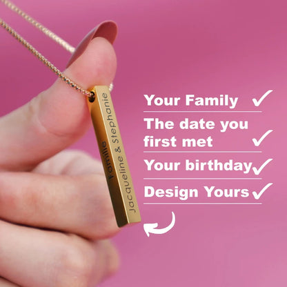 3D Engraved Bar Necklace in Multi Colours