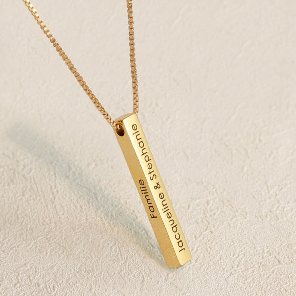 3D Engraved Bar Necklace in Multi Colours
