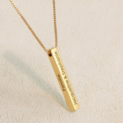 3D Engraved Bar Necklace in Multi Colours