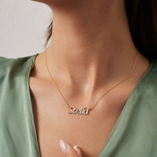 New Arrival Multi-Color Name Necklace with Gold Plated Outline