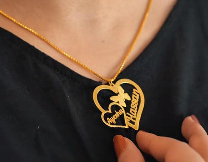 Personalized Beautiful Couple Heart Name Necklace