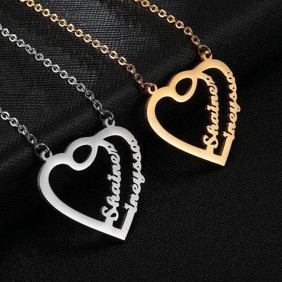 Heart Name Necklace For Couples