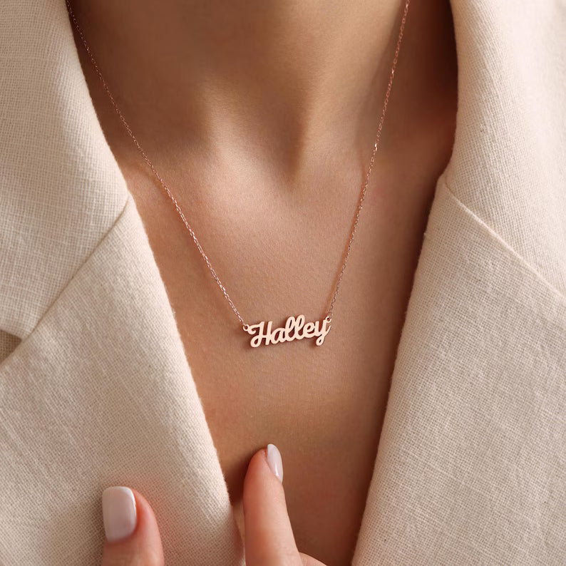Personalized Name Necklace, 18K Gold Plated