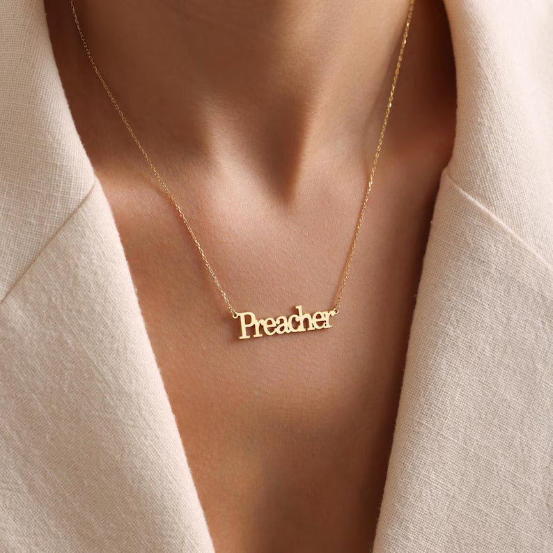 Personalized Name Necklace, 18K Gold Plated