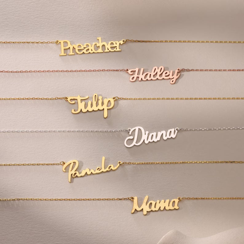 Personalized Name Necklace, 18K Gold Plated