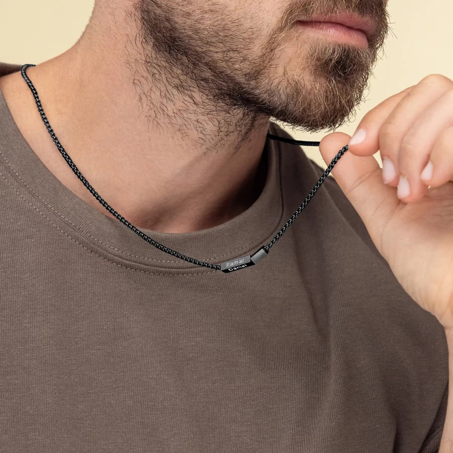 Personalized 4-Sided Bar Necklace for Men