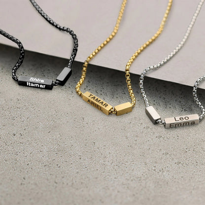 Personalized 4-Sided Bar Necklace for Men
